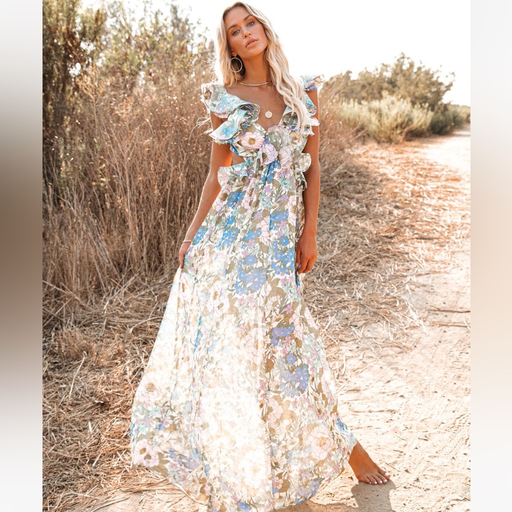 Vici Zabelle Floral Cutout Maxi Dress